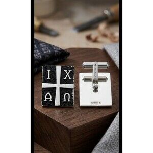 Rare Vintage Creed Sterling Silver Alpha Omega Cross Religious Cufflinks Pat.